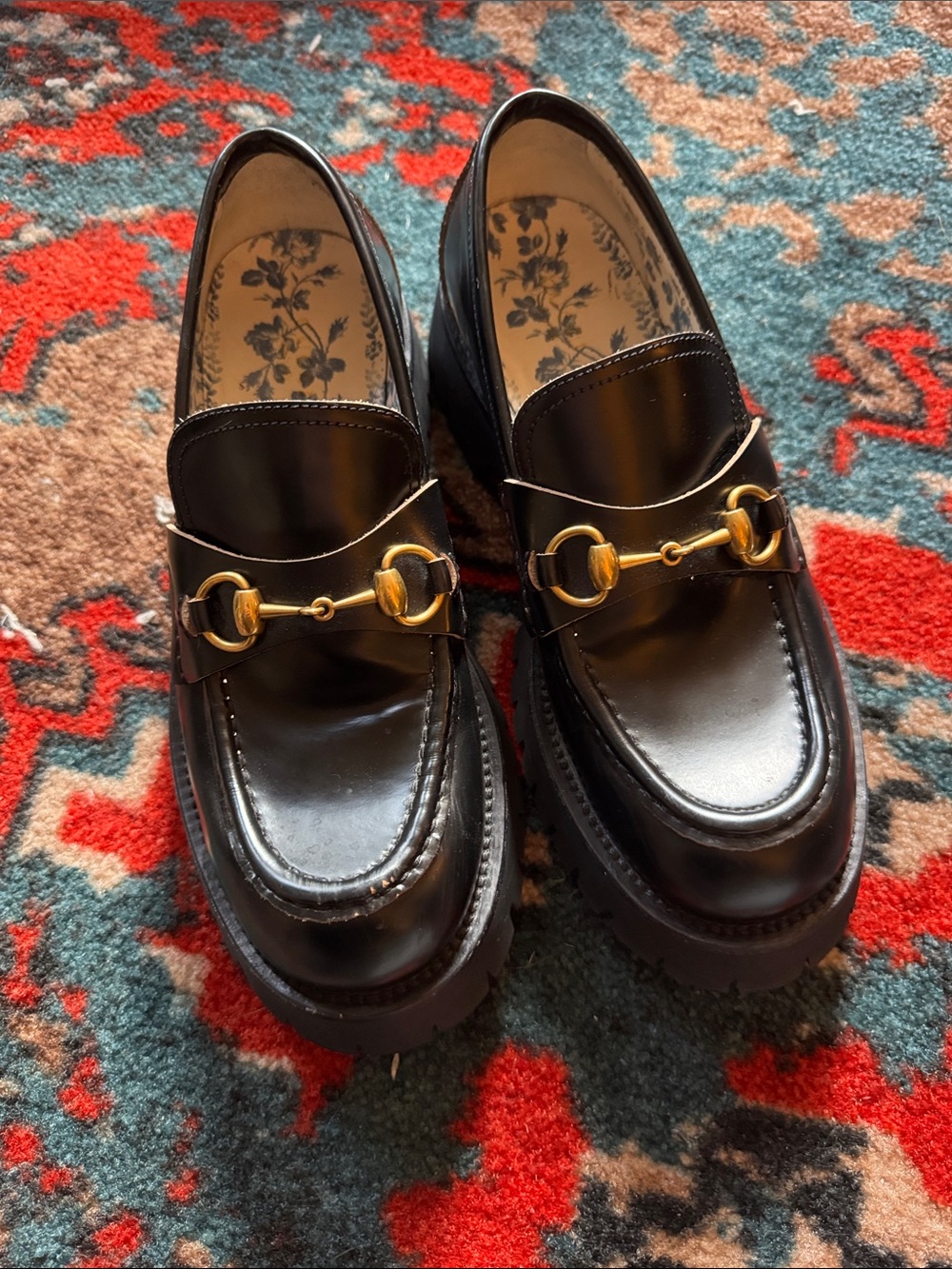 Gucci Black Leather Loafers with Gold Horsebit Hardware